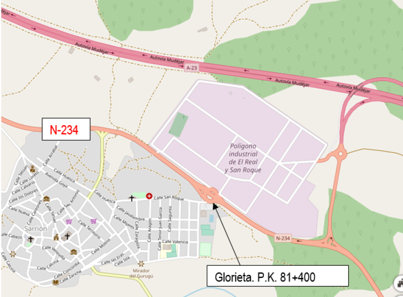 Mitma formaliza las obras de mejora de la glorieta de Sarrión (Teruel) en carretera N-234 por 366.836 euros