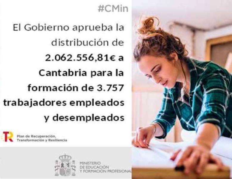 El Gobierno destina más de 2 millones de euros a Cantabria para la cualificación y recualificación de trabajadores