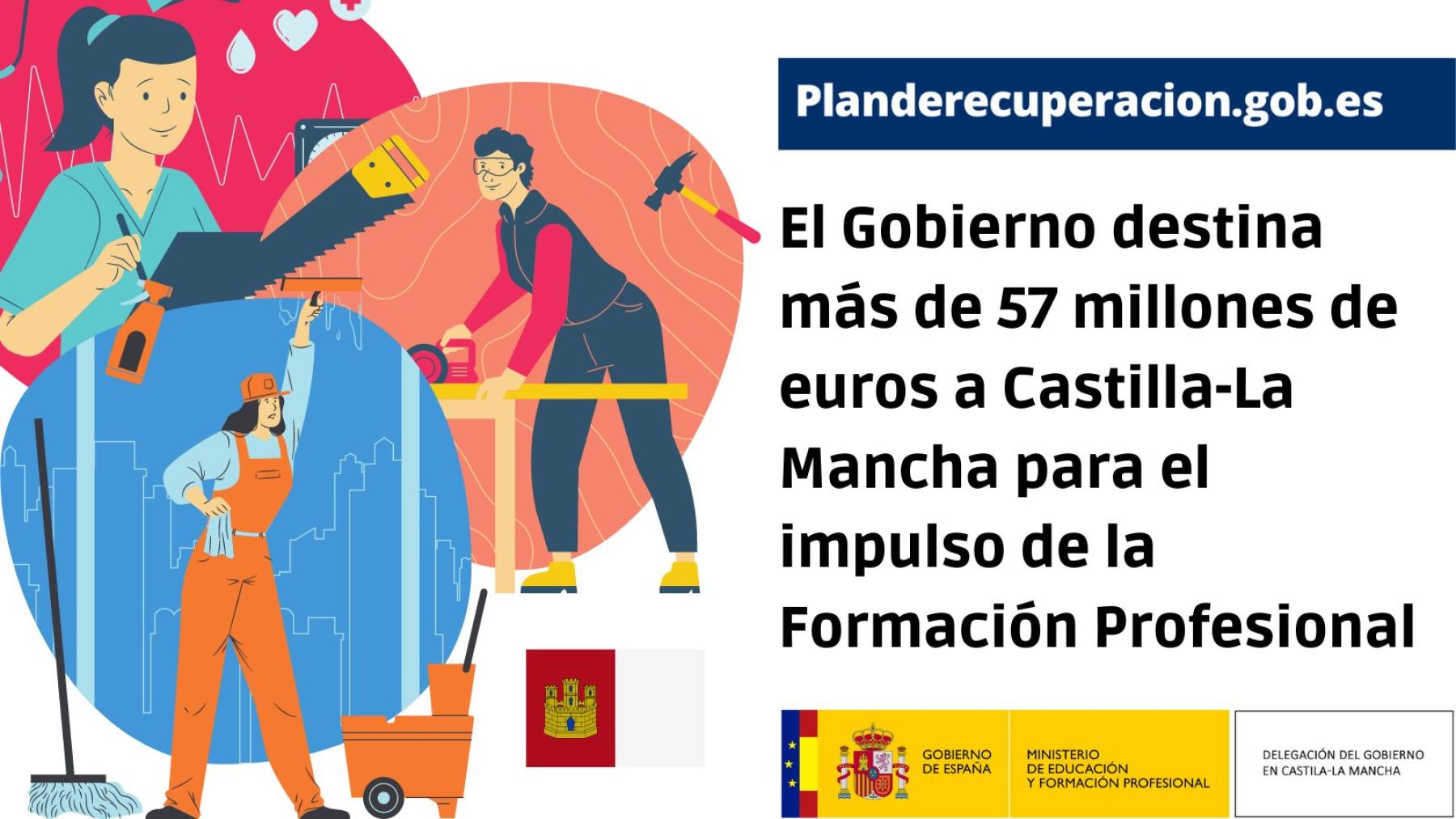 El Gobierno destina más de 57 millones de euros a Castilla-La Mancha para el impulso de la Formación Profesional
