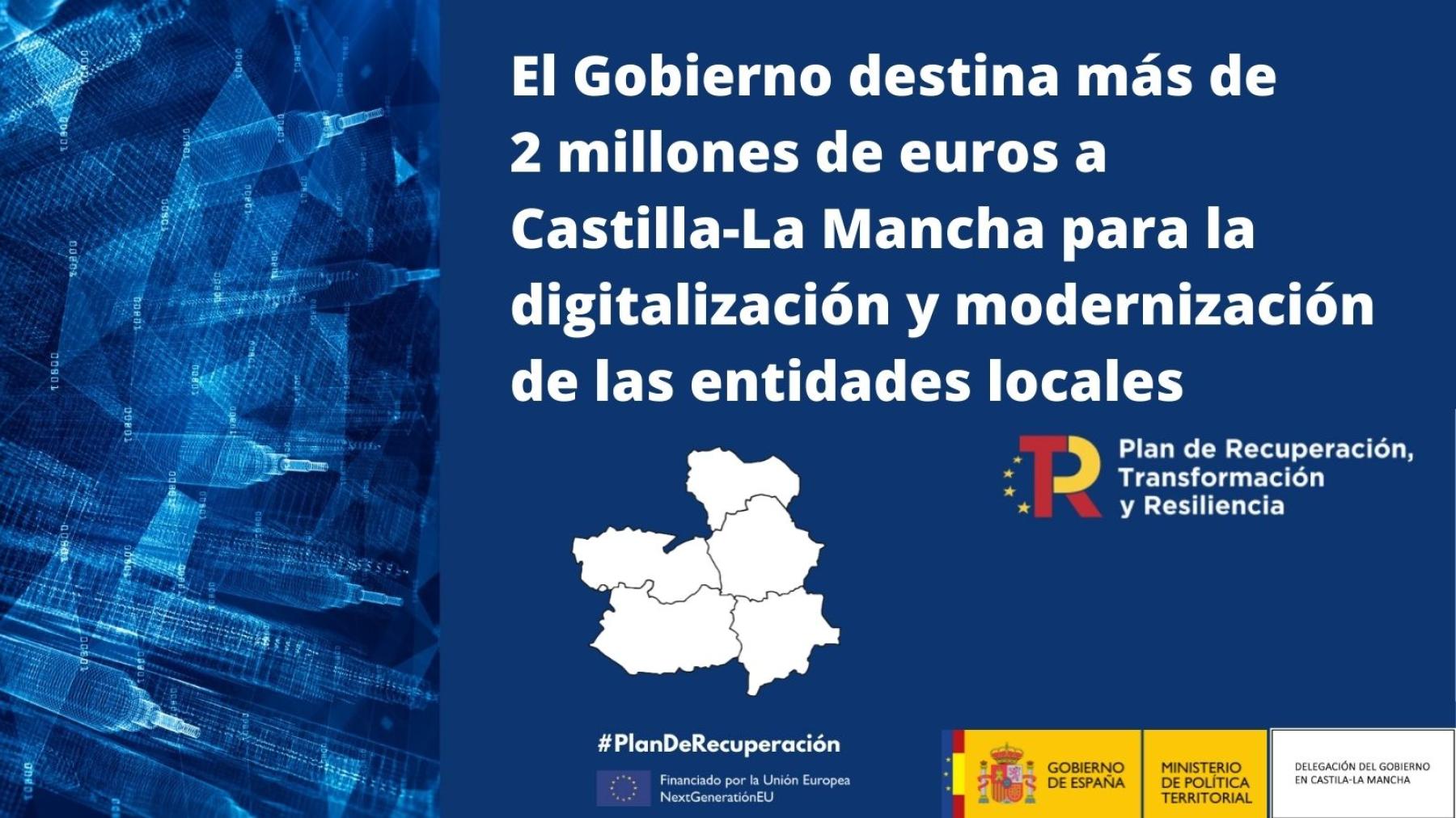 El Gobierno destina más de 2 millones de euros a Castilla-La Mancha para la digitalización y modernización de las entidades locales