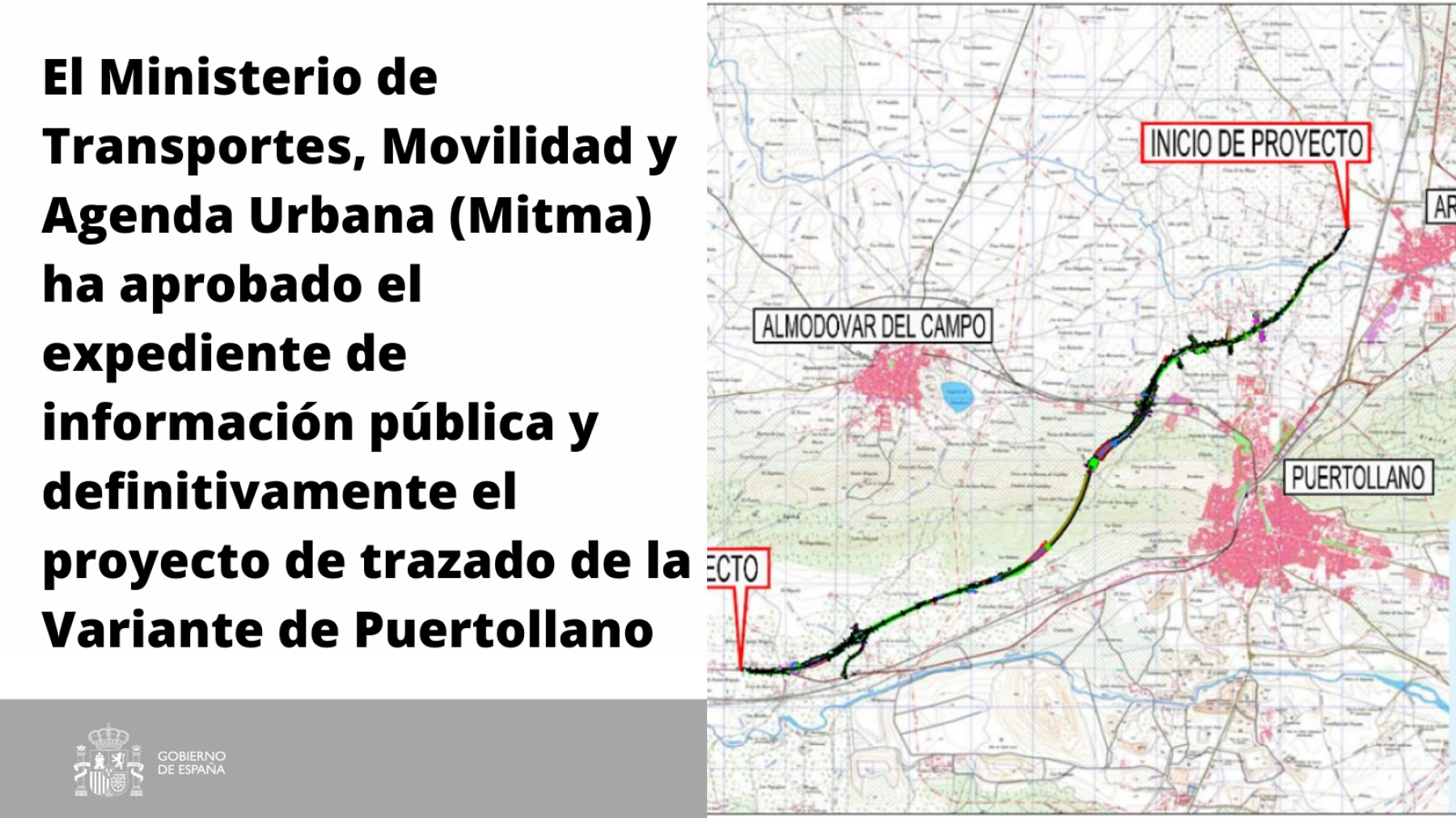 Mitma aprueba el expediente de información pública y definitivamente el proyecto de trazado de la Variante de Puertollano