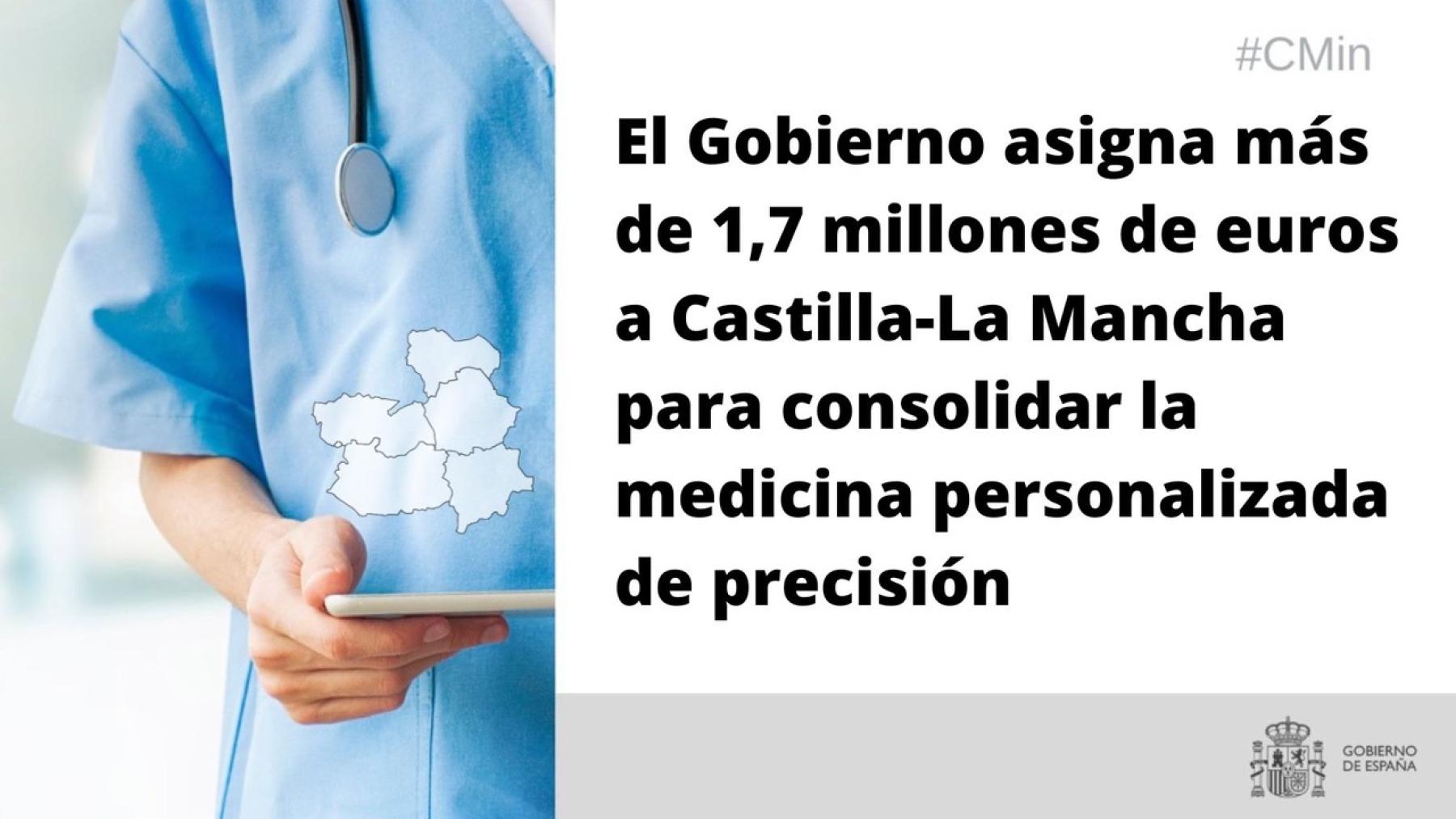 El Gobierno asigna más de 1,7 millones de euros a Castilla-La Mancha para consolidar la medicina personalizada de precisión