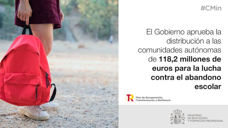 El Gobierno destina más de 14,5 millones de euros a la lucha contra el abandono escolar en Cataluña