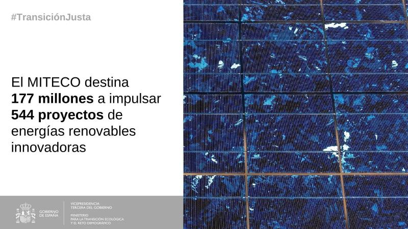 El MITECO destina 177 millones a impulsar 544 proyectos de energías renovables innovadoras, 10 de ellos en Extremadura