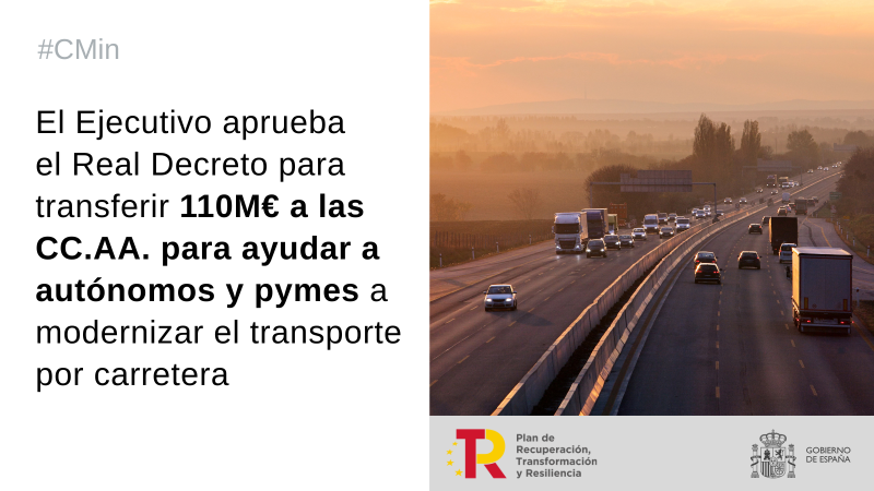 El Gobierno destina más de 740.000 euros a La Rioja para ayudar a autónomos y pymes a modernizar el transporte por carretera