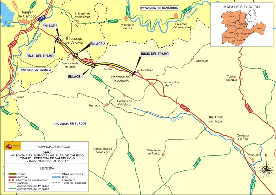 Plano de la futura autovía A-73 Aguilar-Burgos