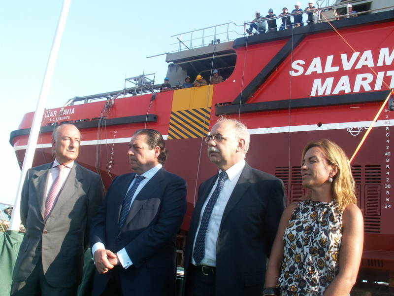 Ricardo Peralta preside la botadura del remolcador “Sar Gavia” del Ministerio de Fomento

