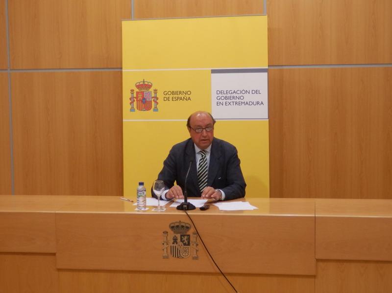 El Delegado del Gobierno en Extremadura, Germán López Iglesias, durante su comparecencia de prensa