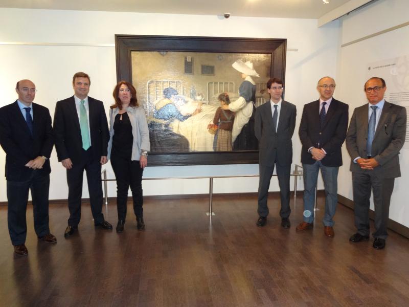 Bretón, junto con los cuatro Delegados del Gobierno de España y el Consejero de Cultura, Gonzalo Capellán, junto a una de las obras más emblemáticas del pintor riojano Paternina.