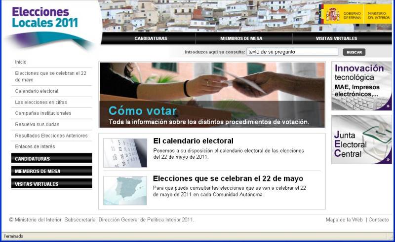 El Ministerio del Interior presenta la nueva web para las Elecciones Locales 2011