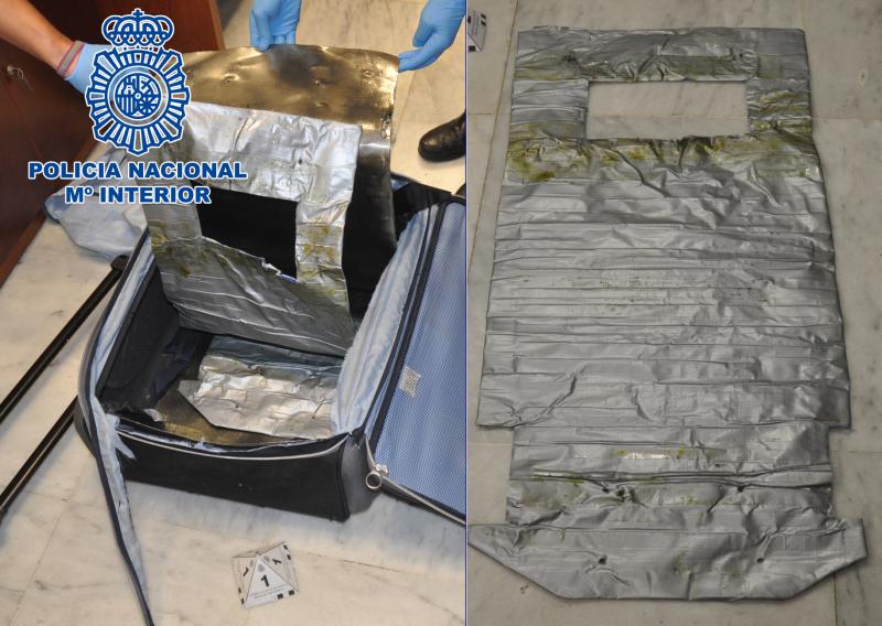La Policía Nacional detiene en el aeropuerto de Bilbao a una persona con 2,5 kilos de cocaína oculta en el armazón de su maleta