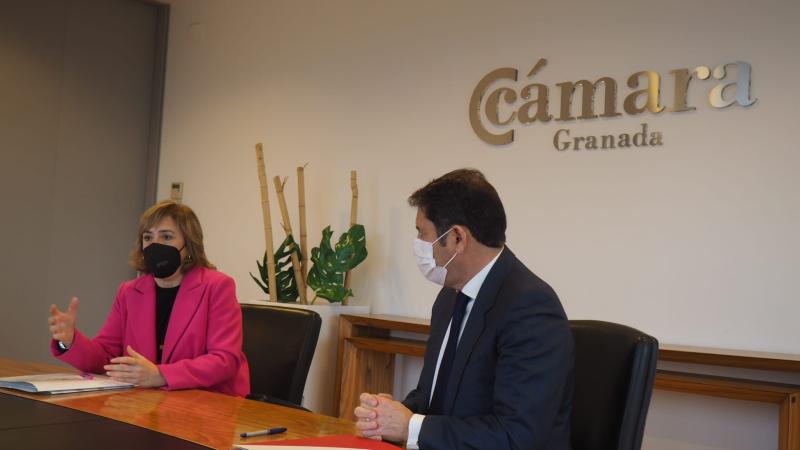 Sandra García informa al presidente de la Cámara de Comercio de Granada de las medidas diseñadas por el Gobierno para impulsar la economía en 2021