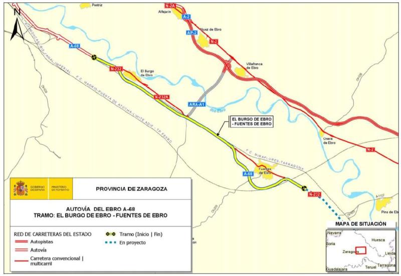 Fomento aprueba el proyecto de construcción del tramo de la Autovía del Ebro (A-68) entre El Burgo de Ebro y Fuentes de Ebro
