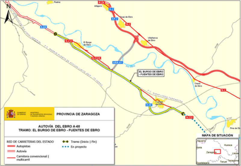 Mitma adjudica las obras del tramo de la Autovía del Ebro (A-68) entre El Burgo de Ebro y Fuentes de Ebro