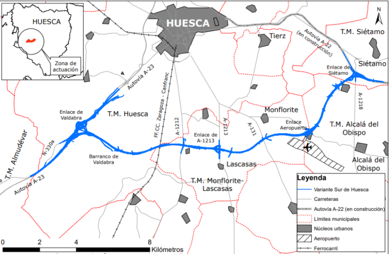 Mitma obtiene declaración de impacto ambiental favorable a la autovía Variante Sur de Huesca