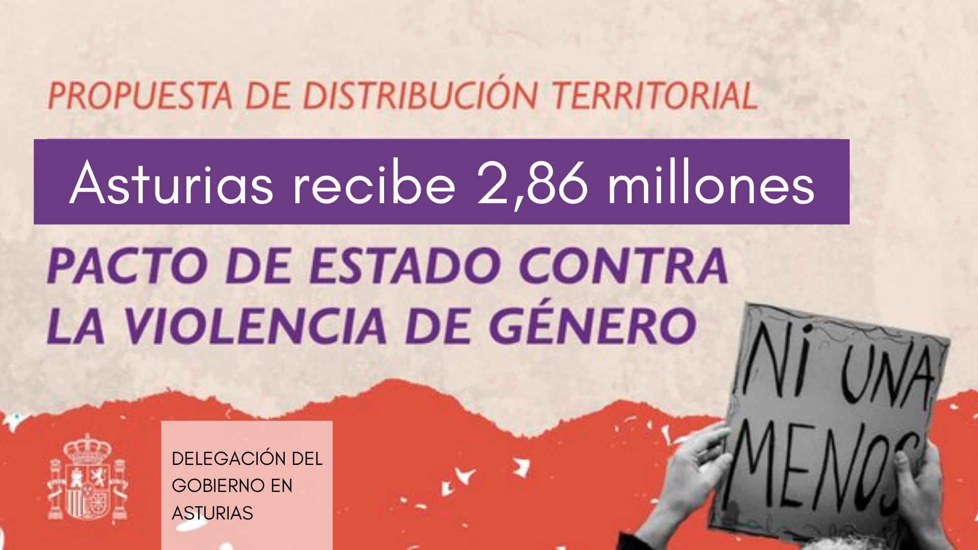 Asturias recibirá 2,86 millones de euros del Pacto de Estado contra la Violencia de Género