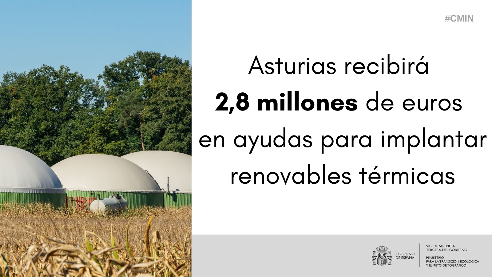 Asturias recibirá 2,8 millones de euros para implantar energías renovables térmicas