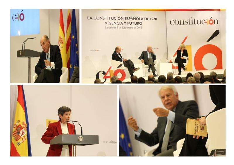 Acte amb motiu del 40 Aniversari de la Constitució Espanyola amb la participació de *Felioe González i Miquel Roca.