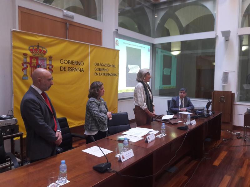 La delegada del Gobierno en Extremadura durante la reunión del Plan Anual de Vialidad