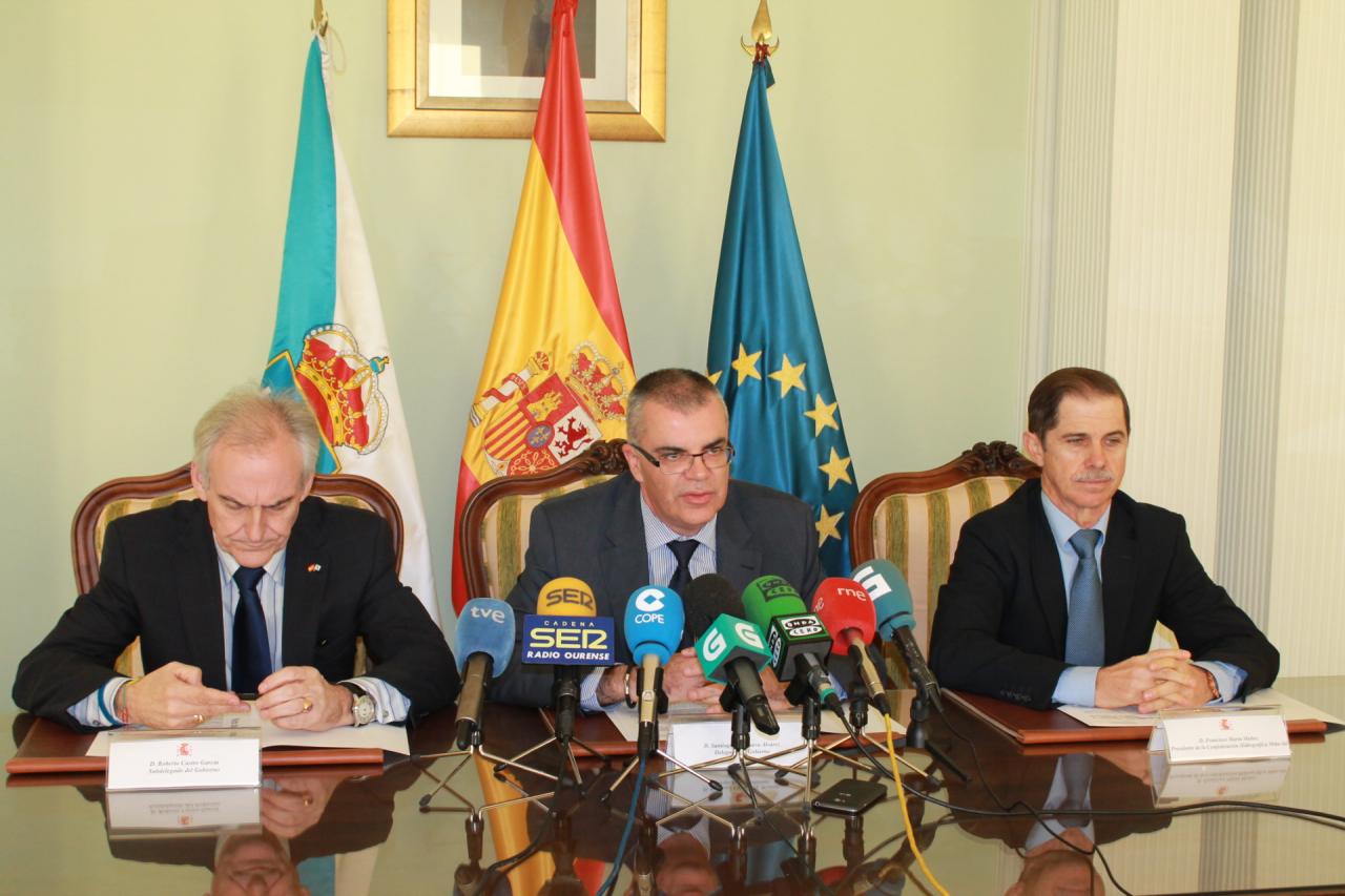 El delegado del Gobierno, el subdelegado del Gobierno en Ourense y el presidente de la Confederación Miño Sil
