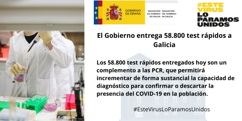 Javier Losada informa de que el Gobierno ha entregado esta mañana a la Xunta cerca de 60.000 test rápidos para luchar contra el COVID-19