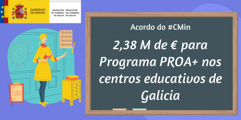 O Ministerio de Educación e FP destina 2,38 millóns de euros a restablecer e reforzar o funcionamento dos centros educativos de Galicia o próximo curso