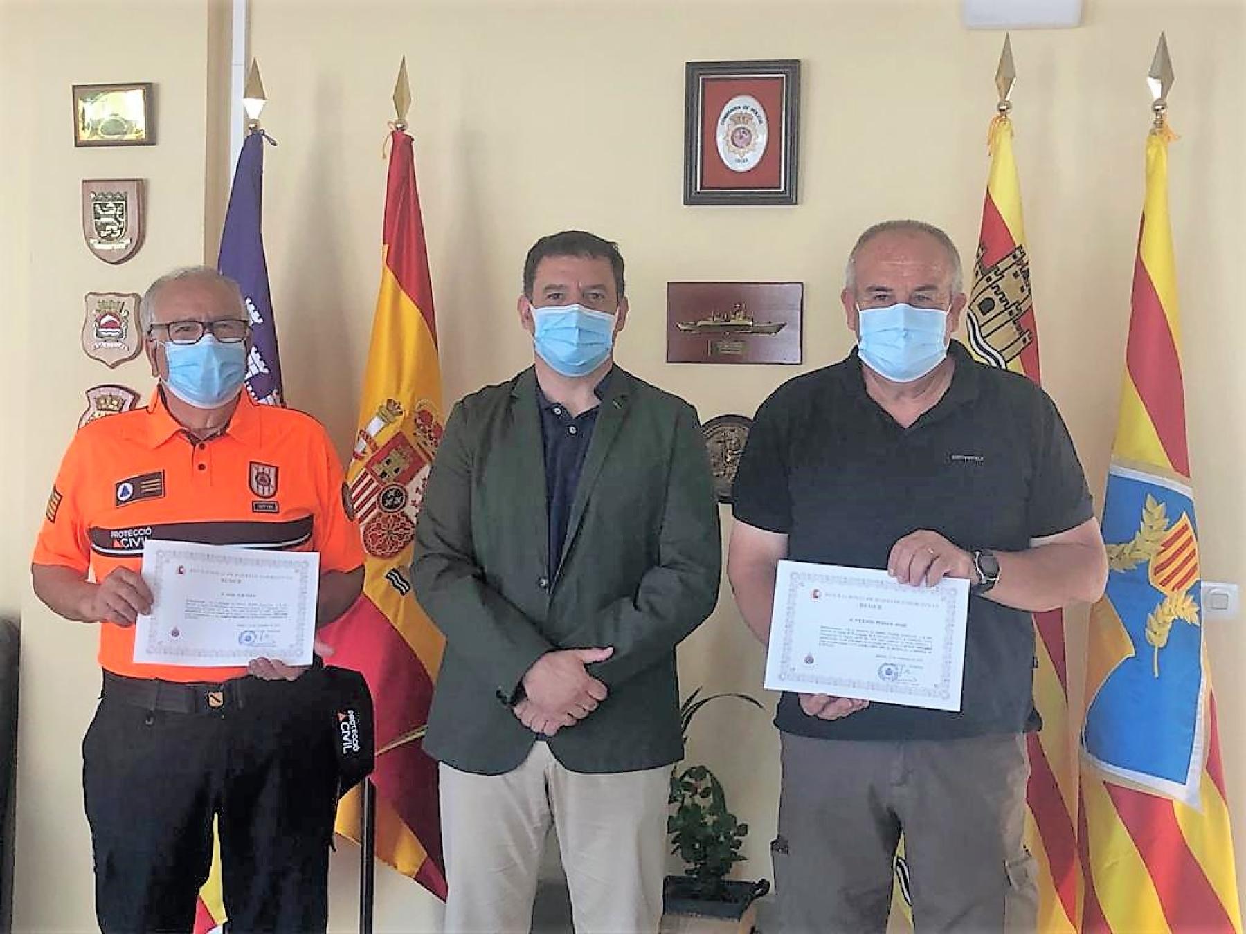 Protección Civil reconoce la labor de voluntariado desarrollada por los radioaficionados de la REMER Vicent Ferrer Marí y José Tur Sala a lo largo de más de tres décadas