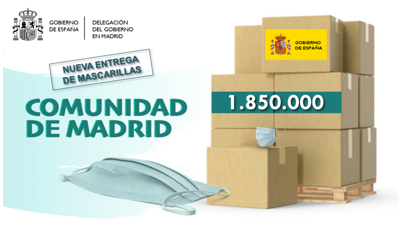 La Delegación del Gobierno en Madrid distribuye 1.850.000 mascarillas en la Comunidad de Madrid en colaboración con la Federación de Municipios de Madrid, Cáritas, CERMI, Cruz Roja y EAPN