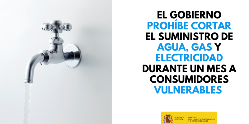 El Gobierno prohíbe el corte de suministro de agua, electricidad y gas natural a consumidores vulnerables