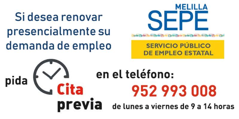 SEPE habilita el teléfono 952 993 008  para solicitar cita previa para la renovación presencial de la demanda de empleo