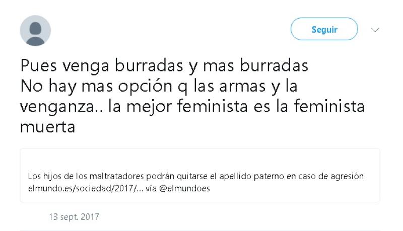 La Guardia Civil pone a disposición judicial en La Bañeza (León) a un individuo por incitar de modo directo al odio y la violencia contra las mujeres a través de la red social Twitter