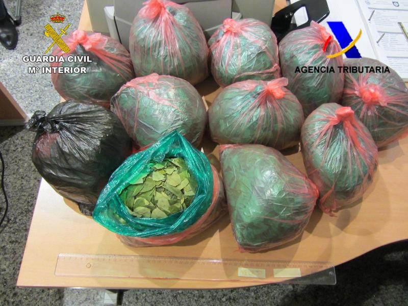 La Guardia Civil y la Agencia Tributaria se incautan de más de 90 kg de hojas de coca en el Aeropuerto de Bilbao durante el pasado año 