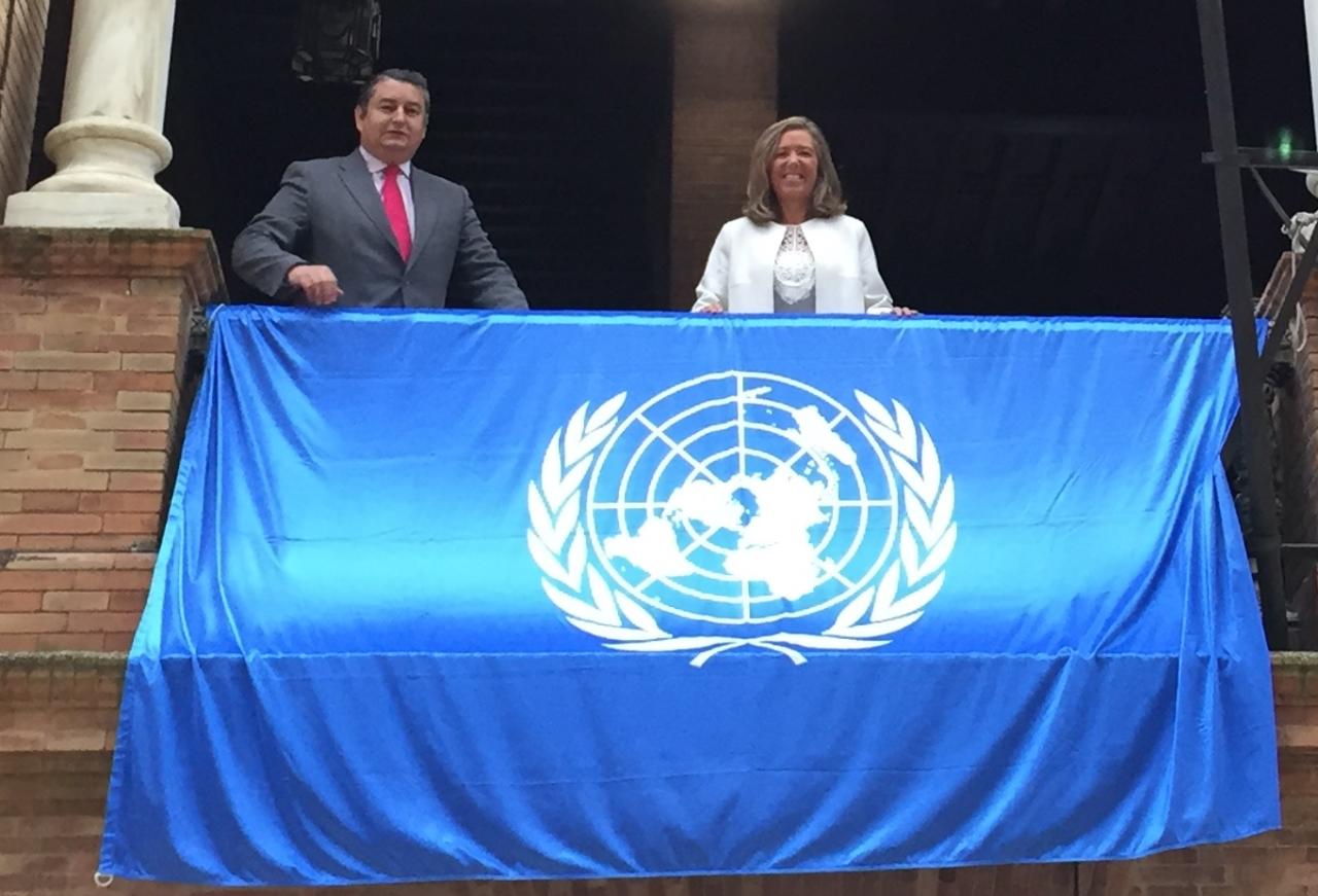 La Bandera de la ONU, en la Delegación del Gobierno en Andalucía